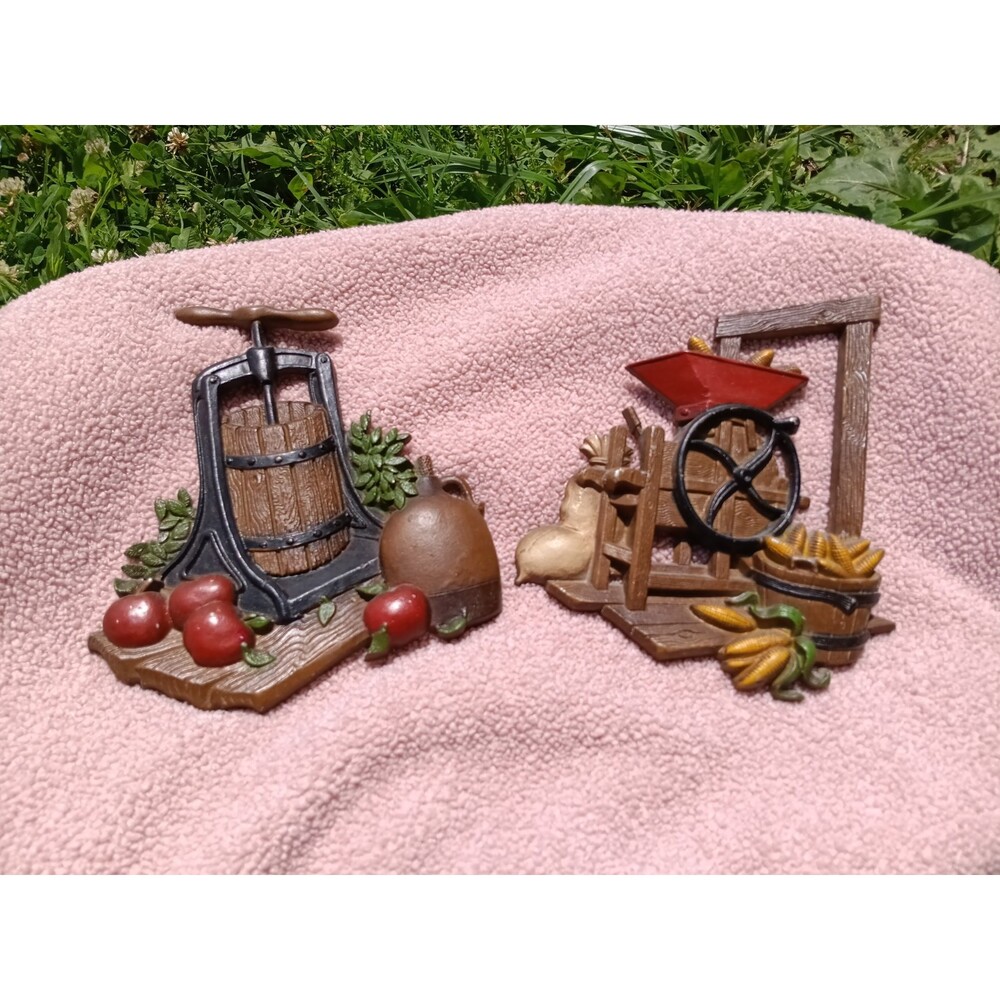 Vintage 1978 Homco Metal Wall Plaque Farmhouse Decor Apple Corn Kitchen Rustic - Picture 2 of 5